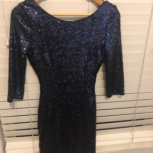 Lulus Delightful Ways Navy Blue Sequin Dress